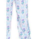 Long Sleeve Button Down Top Karate Pant Set Blue Floral
