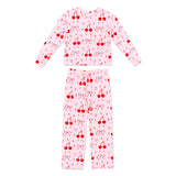 Simply Soft Wide Leg Long Sleeve Lounge Set Cherry Bow