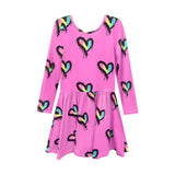 All Over Heart Long Sleeve Dress