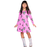 All Over Heart Long Sleeve Dress