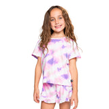 Tie Dye Blush Mauve Ruffle Shorts