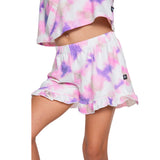 Tie Dye Blush Mauve Ruffle Shorts
