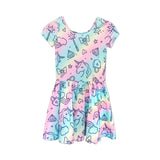 Short Sleeve Rainbow Unicorn Dress