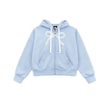 Floral Bow Zip Hoodie