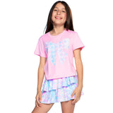 Pink and Blue Leopard Skort