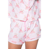 2pc Short Set Stripe Bear Bow