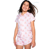 2pc Short Set Stripe Bear Bow