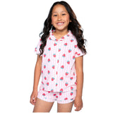 2pc Short Set Pink/Ivory Striped Strawberry