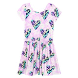 Short Sleeve Dress With Allover Rainbow Leopard Hearts