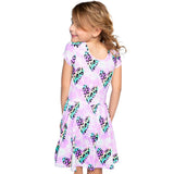 Short Sleeve Dress With Allover Rainbow Leopard Hearts