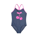 1pc Charcoal Pink Cherry Swimsuit