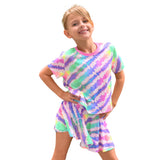 2pc Rainbow Tie Dye Skort Set