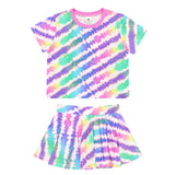 2pc Rainbow Tie Dye Skort Set