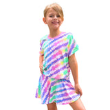 2pc Rainbow Tie Dye Skort Set