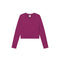 A long-sleeve crewneck knit top in a deep magenta or berry purple color, presented flat against a solid white background.
