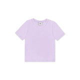 A light purple short-sleeve crewneck t-shirt laid flat against a solid white background.