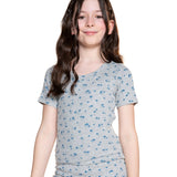 Floral Short Sleeve Ribbed Tee