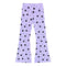 Light purple flare leggings with a black star and dot pattern, shown flat against a white background.
