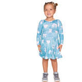 Ivory Floral Emojis Long Sleeve Denim Dress