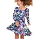 Long Sleeve Tie Dye Rainbow Splatter Dress