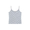 A light gray heather camisole tank top with a small blue floral pattern, displayed flat against a solid white background.
