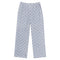Light heather gray lounge pants with a blue floral pattern and an elastic waistband with three buttons, shown flat on a white background.
