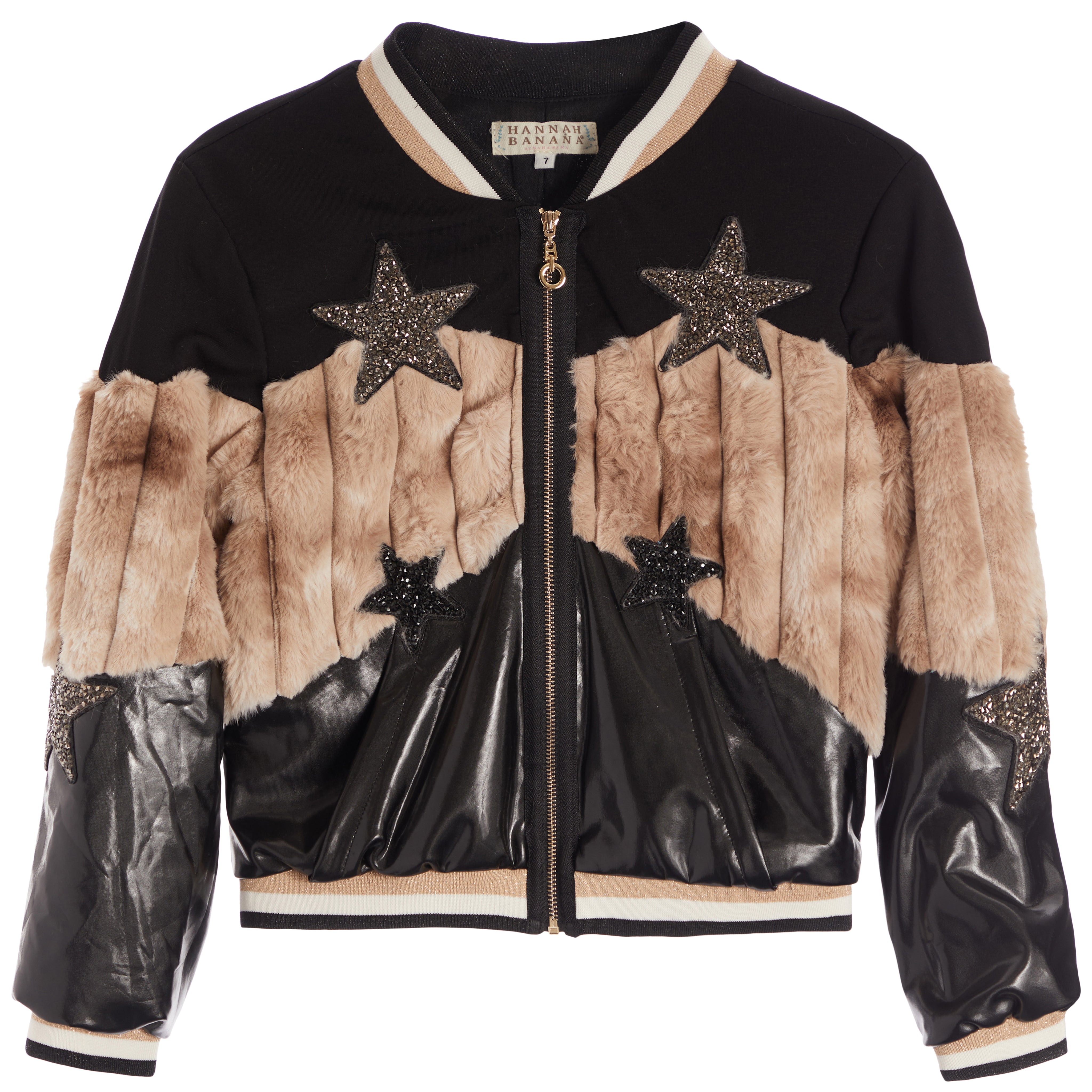 Glitter Stars Faux Fur Jacket - Denny's