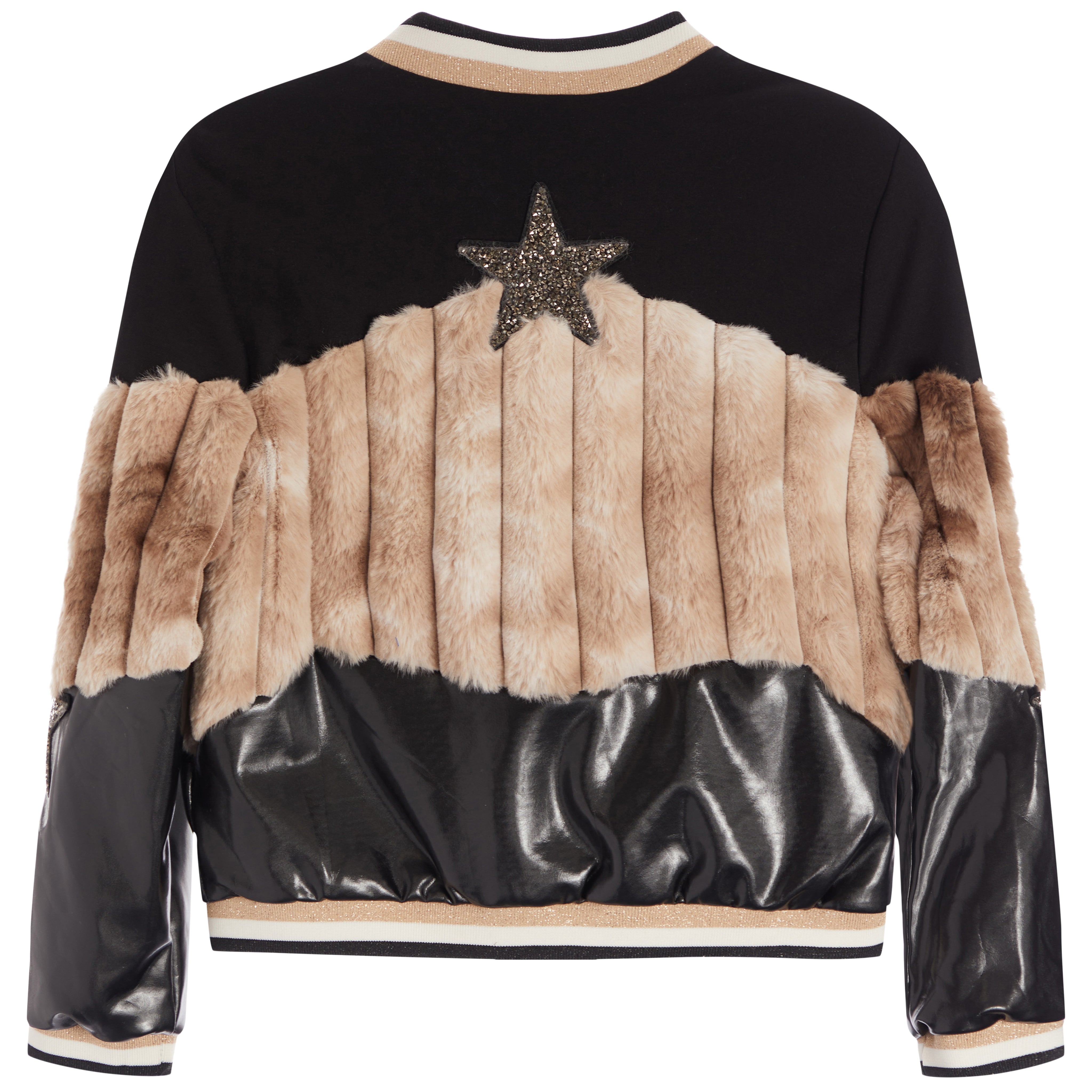 Glitter Stars Faux Fur Jacket - Denny's