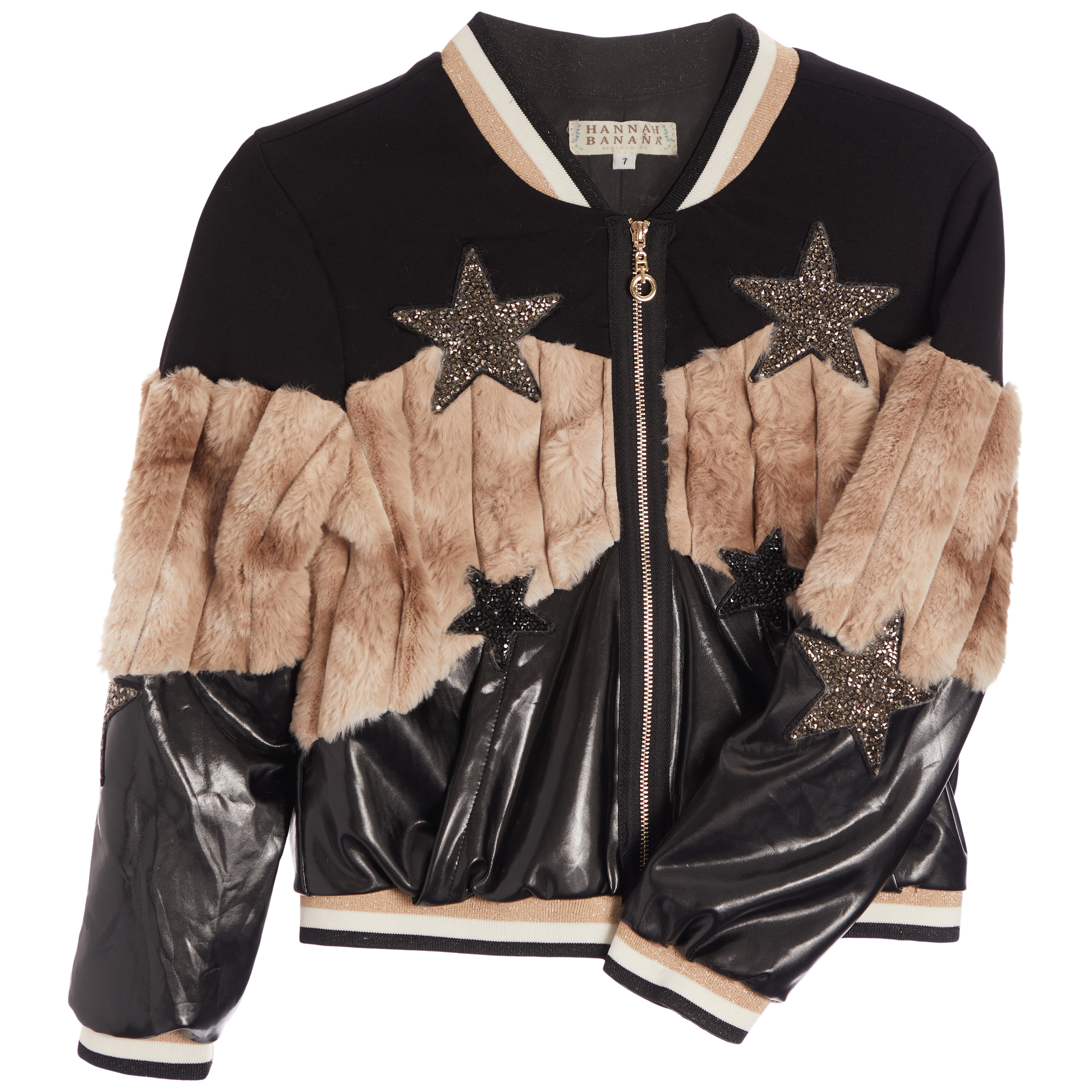 Glitter Stars Faux Fur Jacket - Denny's