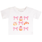 Allover Bows Cupcakes Croissants Short Sleeve Tee - Denny's