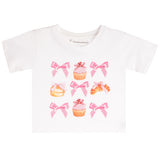 Allover Bows Cupcakes Croissants Short Sleeve Tee - Denny's