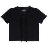 Addison Ruffle Short Sleeve Cardigan - Denny's