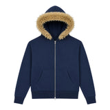 Adrianna Zip Faux Fur Trim Hoodie