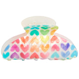 Rainbow Watercolor Hearts Claw Clip