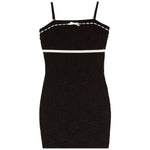 Aria White Trim And Lace Up Back Dress - Denny's