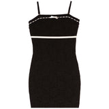 Aria White Trim And Lace Up Back Dress - Denny's
