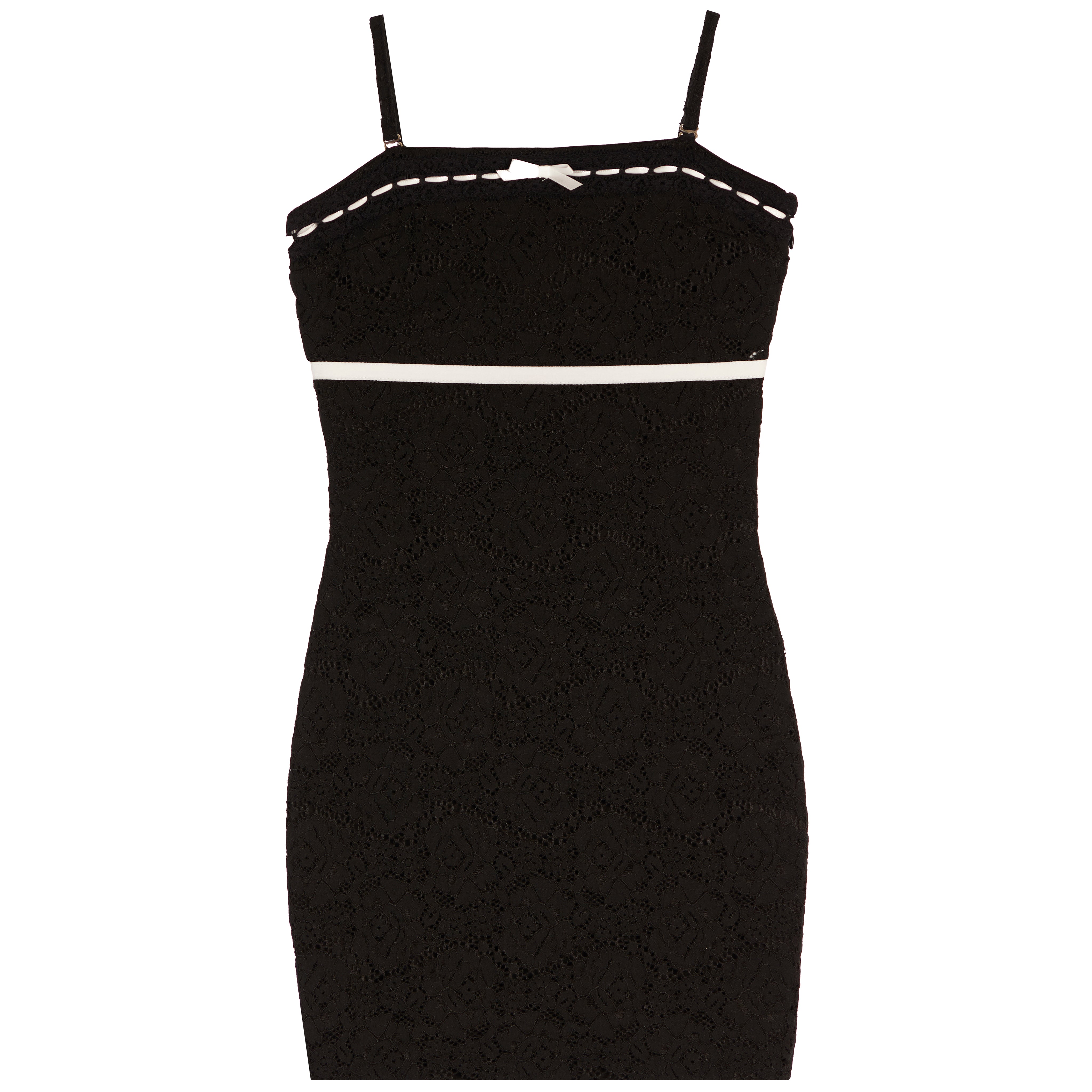Aria White Trim And Lace Up Back Dress - Denny's