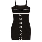 Aria White Trim And Lace Up Back Dress - Denny's