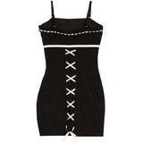Aria White Trim And Lace Up Back Dress - Denny's