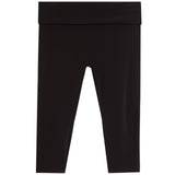 Solid black leggings with a wide elastic waistband, shown flat against a plain white background.