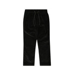 Black corduroy pant with drawstring on a white background
