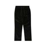 Black corduroy pant with drawstring on a white background