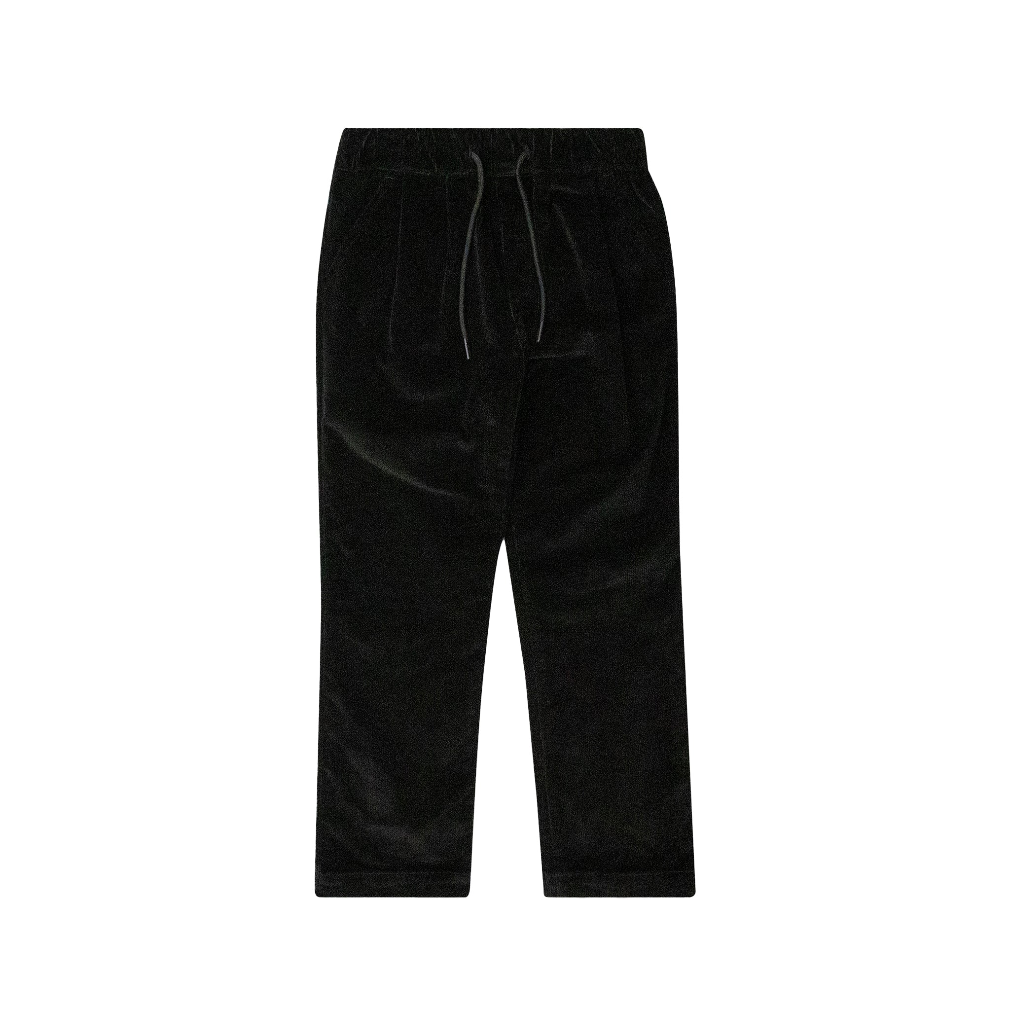 Black corduroy pant with drawstring on a white background