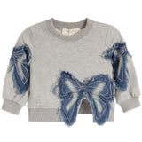 Denim Bows Long Sleeve Top