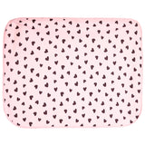 Pink Thermal Blanket with Black Hearts