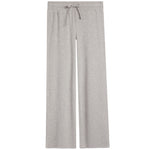 Light heather gray wide-leg lounge pants with an elastic waistband and drawstring, shown flat against a white background.