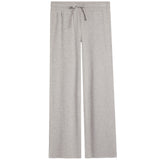 Light heather gray wide-leg lounge pants with an elastic waistband and drawstring, shown flat against a white background.