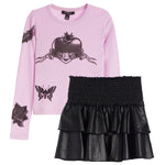 Tattoo Faux Leather Bottom Dress - Denny's