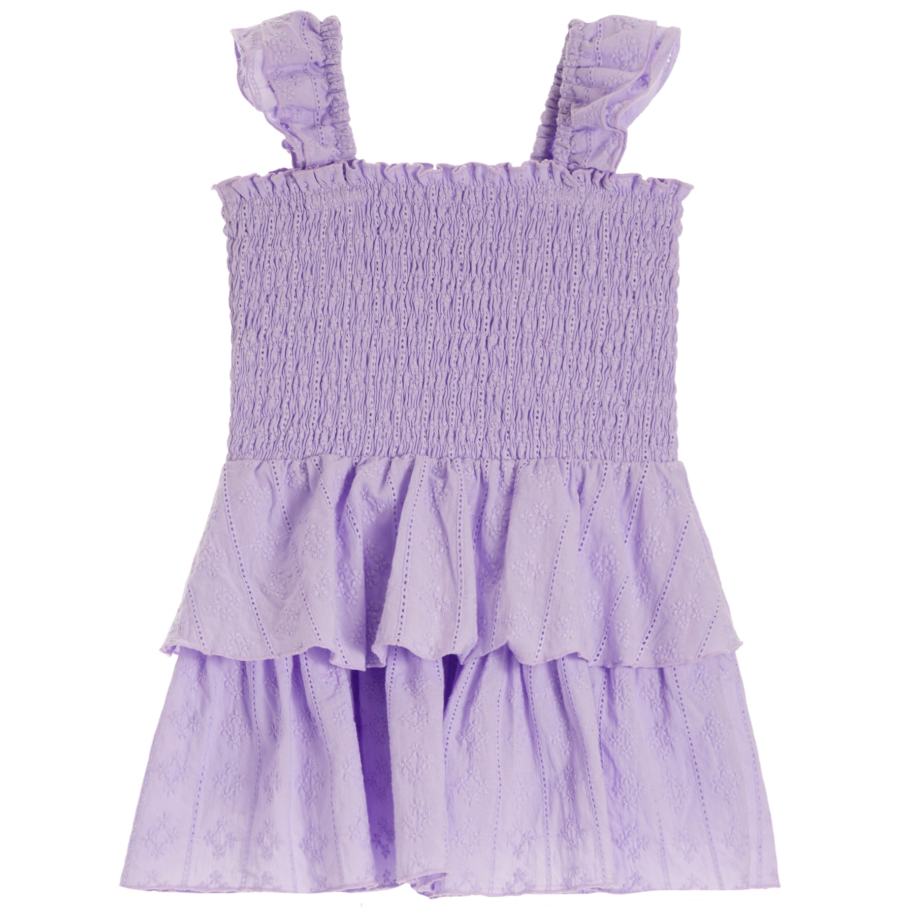 Flutter Sleeve Eyelet Smock Dress - Denny's