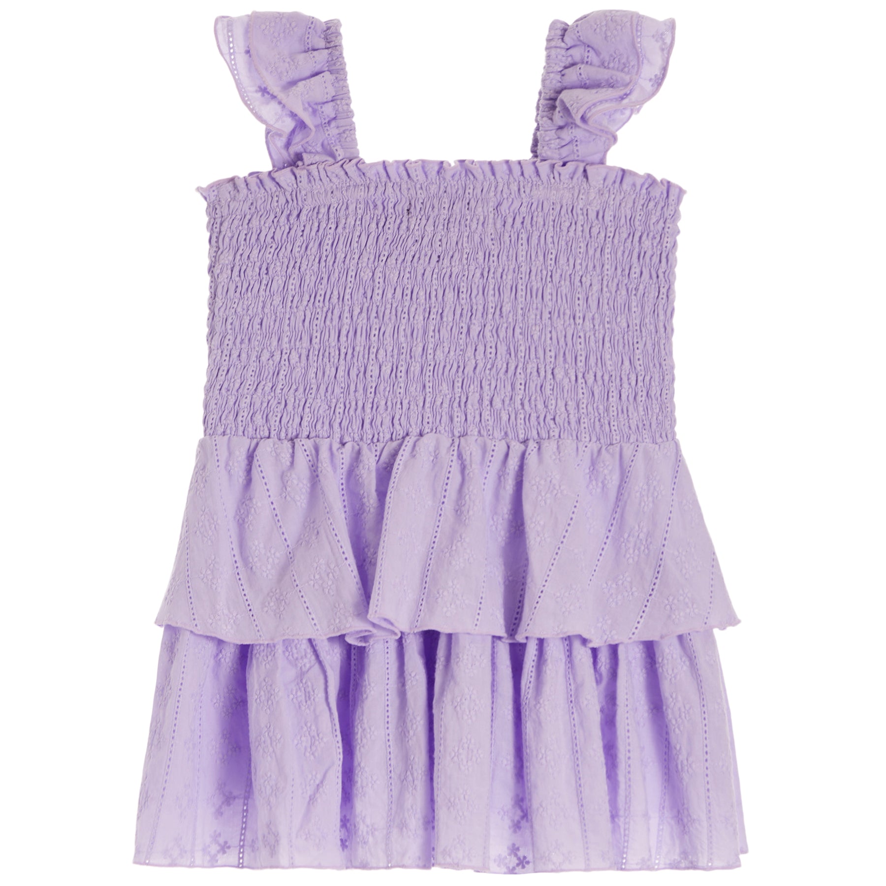 Flutter Sleeve Eyelet Smock Dress - Denny's